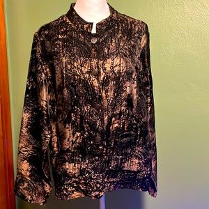 Chico's Women's Long Sleeve Jacket,Embroidered detail/metallic print Chico’s sz3